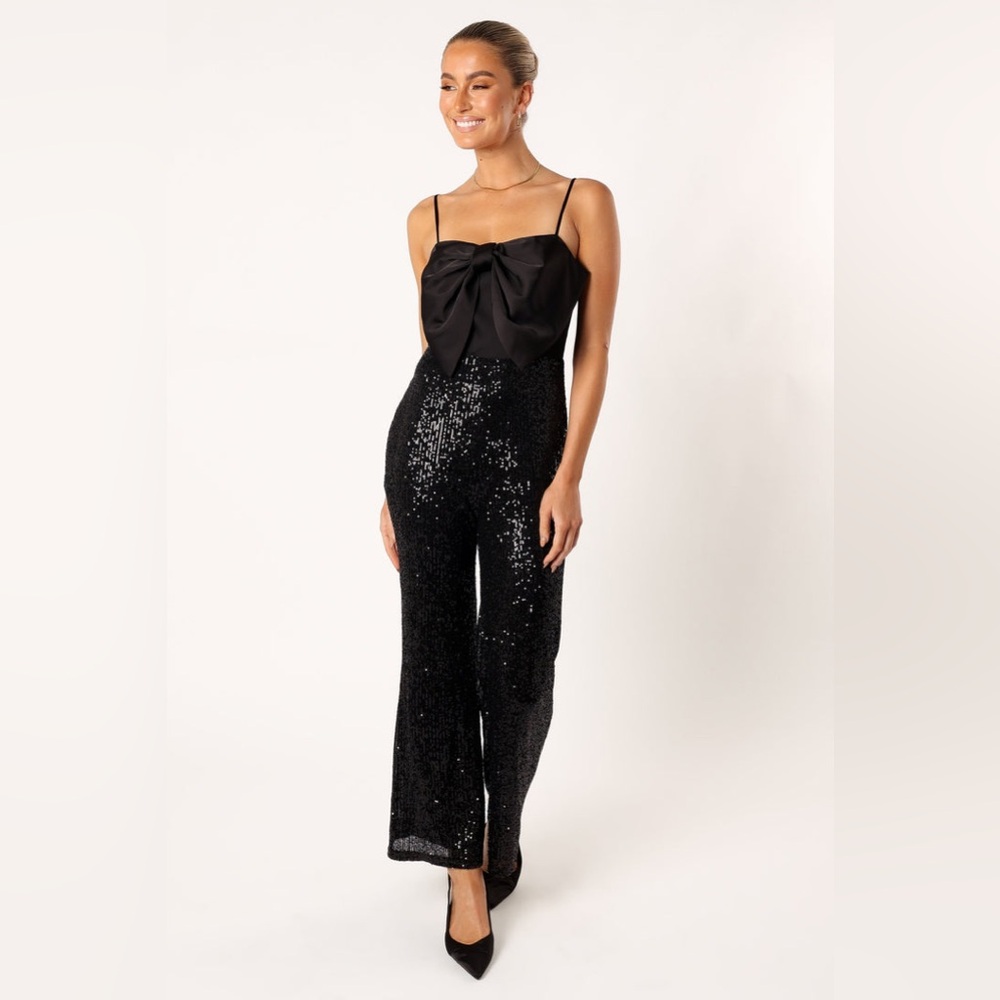 Petal & pup sequin bow bust bell leg jumpsuit nwot - Picture 2 of 7